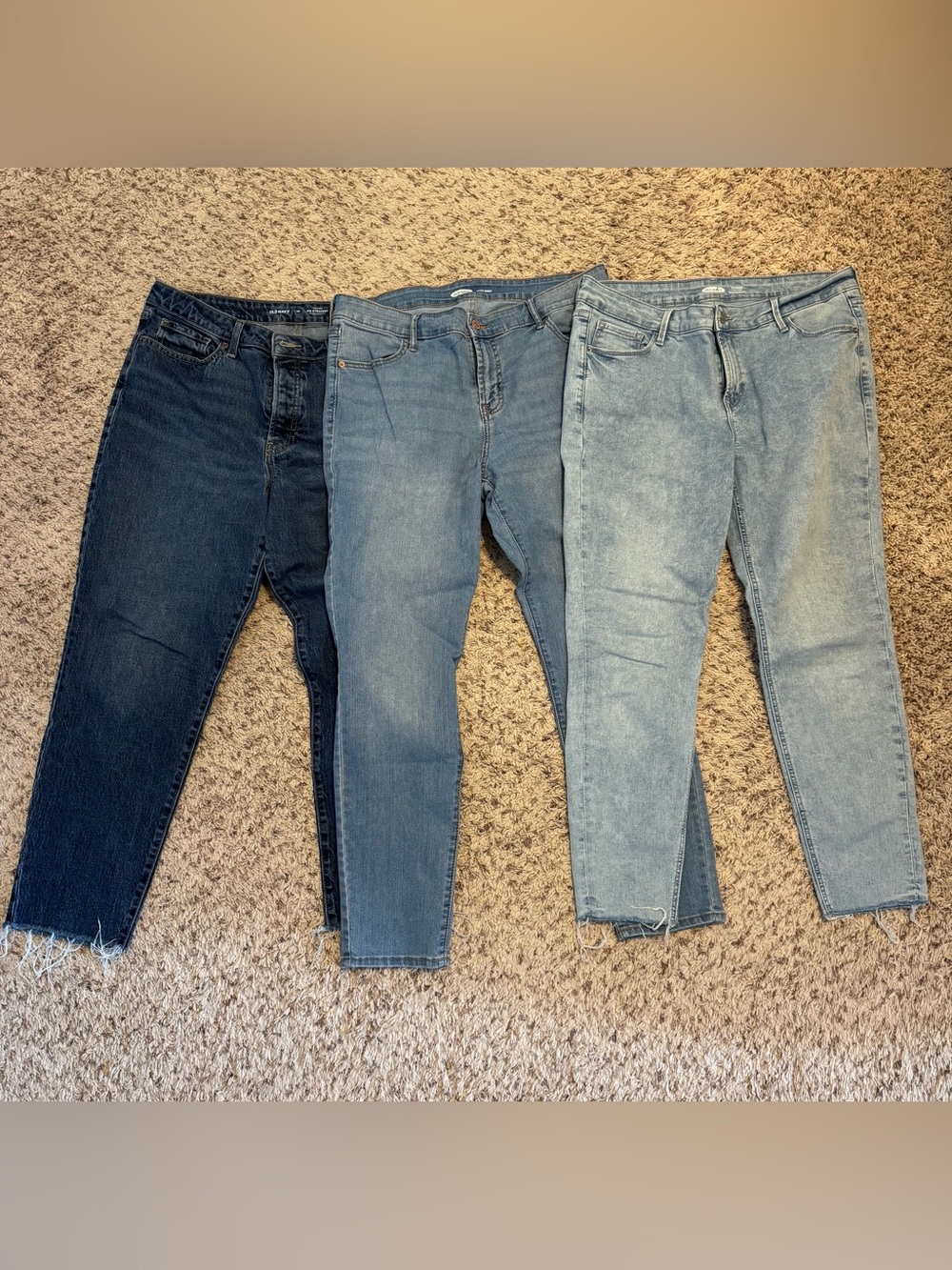 Old Navy Women's Jeans Trio — Dark, Medium & Light Blue Wash